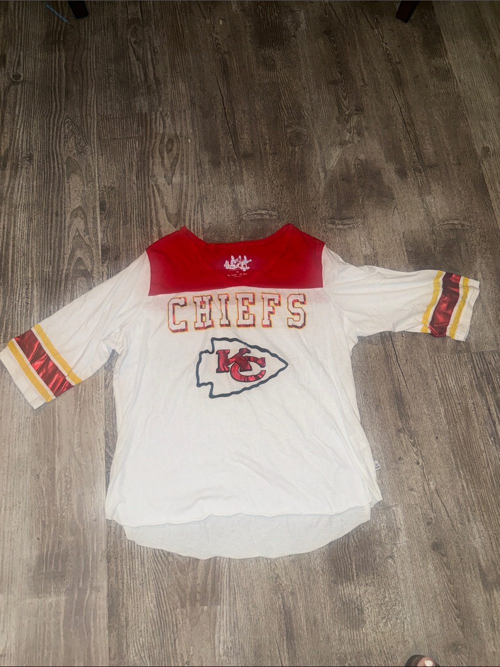 Kansas City Chiefs Women's Jersey-Style Top in Red & White